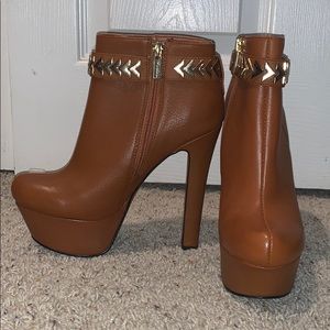 Brown faux leather heels. Size 6 worn twice